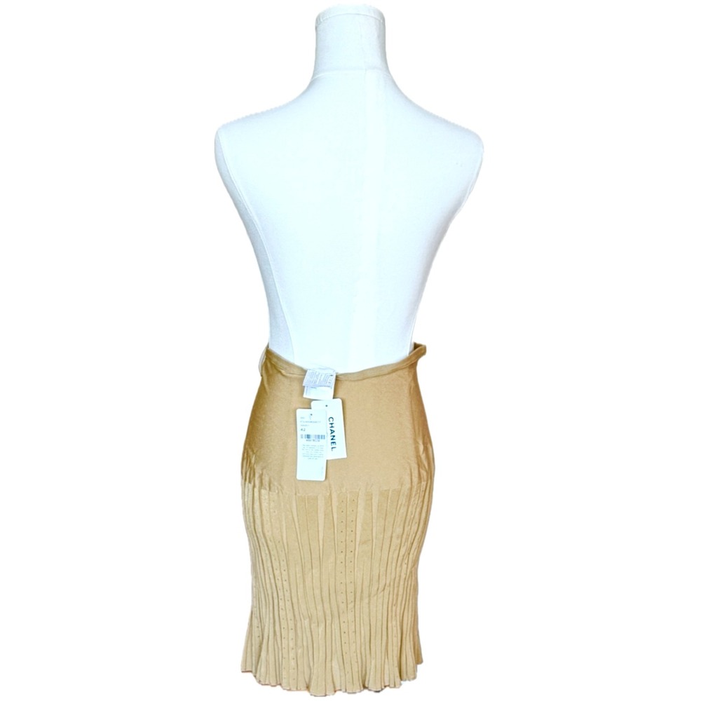 CHANEL 2008 Cruise Runway Butter Yellow Pleated Skirt NWT Airplane Pin FR42 - Picture 5 of 10